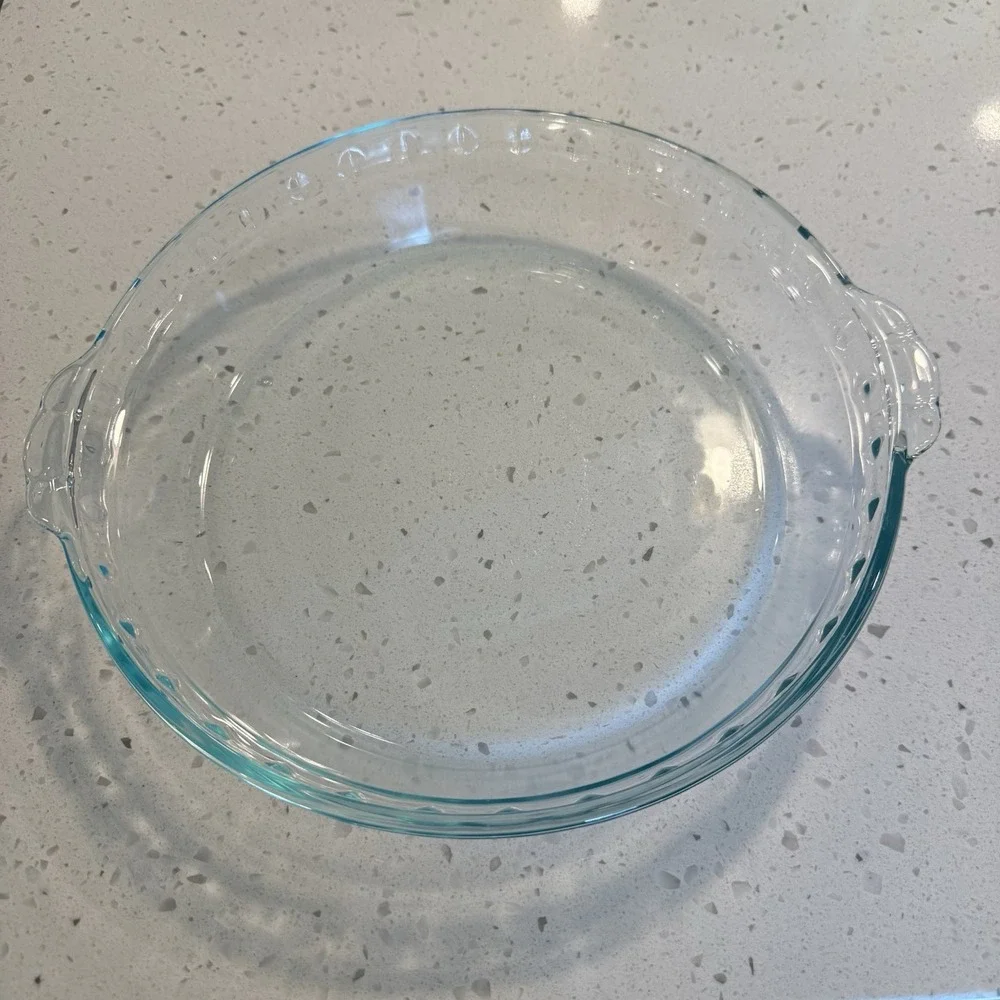 Vintage Pyrex 9.5 Inch Clear Glass Pie Plate Baking Dish Made in USA Ovenware